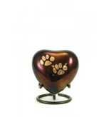 Dierenurn hartvorm copper odyssey met pootafdrukken - koper Dierenurn hartvorm copper odyssey met pootafdrukken - koper