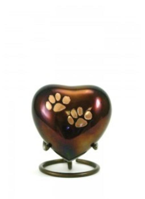 Dierenurn hartvorm copper odyssey met pootafdrukken - koper