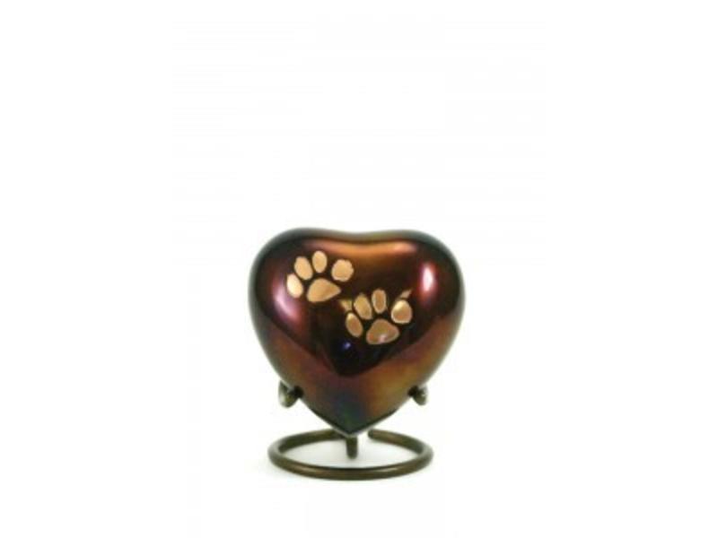 Dierenurn hartvorm copper odyssey met pootafdrukken - koper