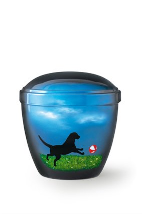  Honden urn spelen met bal blauw - aluminium