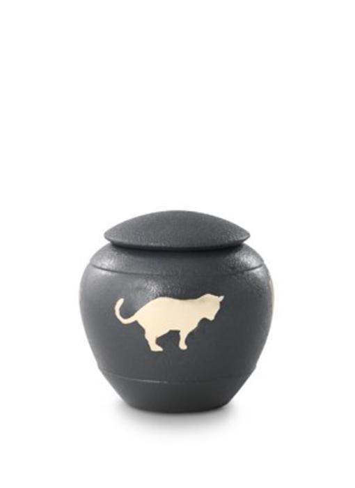 Katten urn grijs - messing