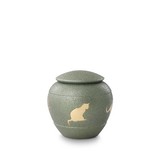 Katten urn groen - messing Katten urn groen - messing
