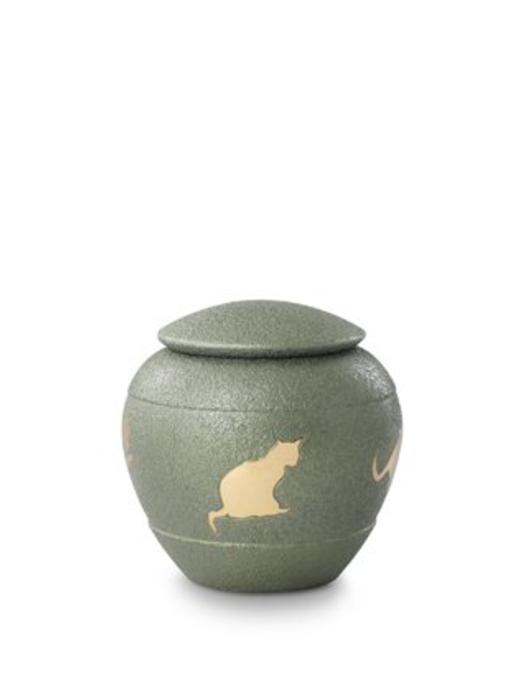 Katten urn groen - messing