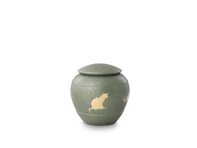Katten urn groen - messing
