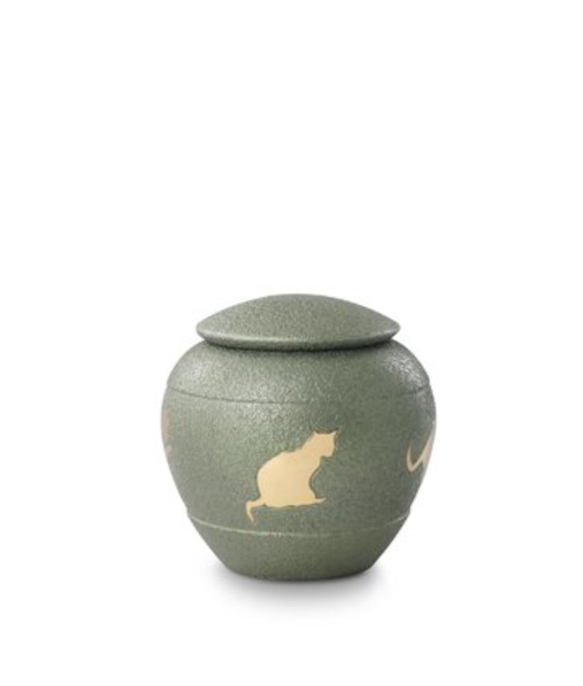 Katten urn groen - messing