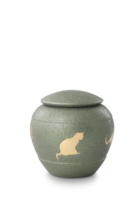 Katten urn groen - messing