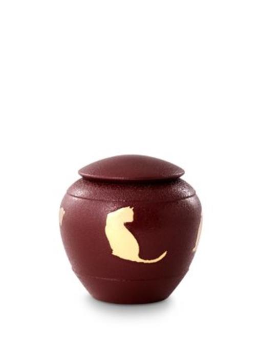 Katten urn rood - messing