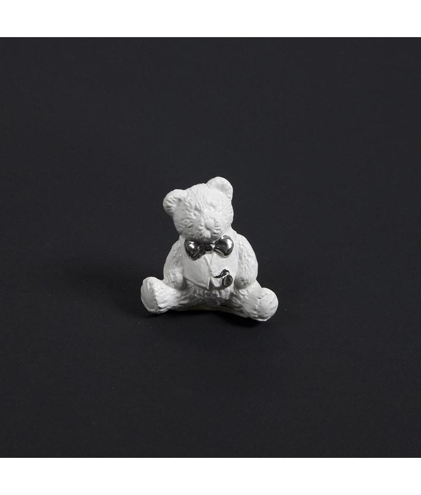Kinder urn beer met strik wit mini - keramiek