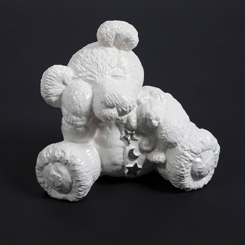  Kinder urn treurige beer wit - keramiek