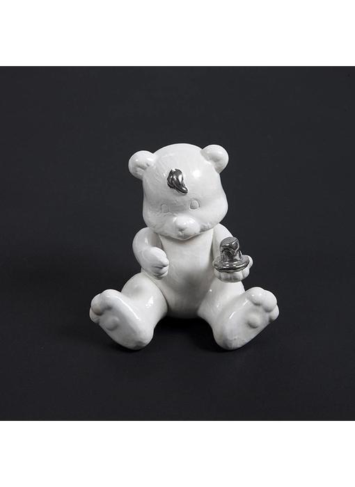 Kinder urn teddy met kaars - keramiek