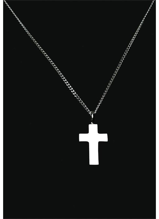 Ascollier kruis incl. ketting 50 cm - zilver