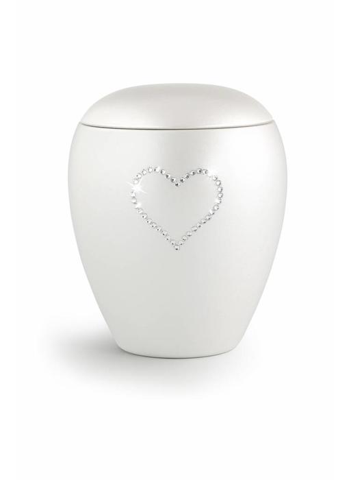 Dierenurn met swarovski hart groot - keramiek