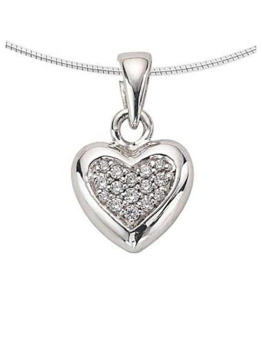 Ashanger hart klein - witgoud met diamant