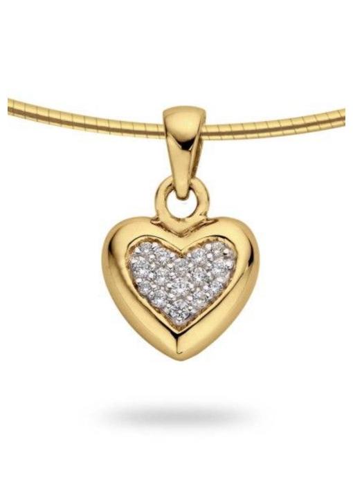 Ashanger hart medium - goud met diamant