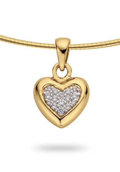  Ashanger hart medium - goud met diamant