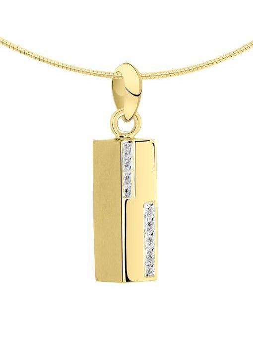 Ashanger asbus vierkant - goud met diamant