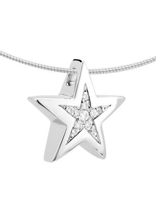Ashanger ster - witgoud met diamant