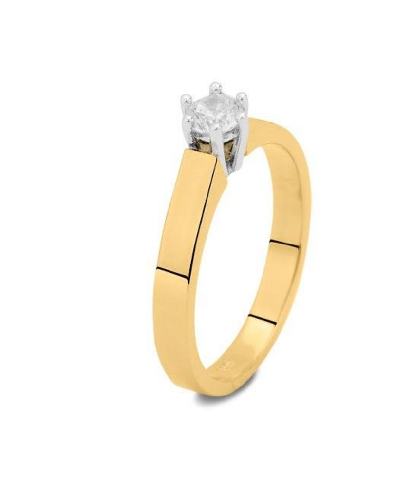 Asring dames traditioneel bicolour - goud met diamant 0.15 crt