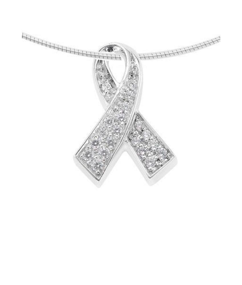 Ashanger ribbon - zilver met zirkonia