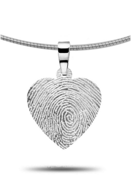 Vingerafdruk hanger hart - zilver