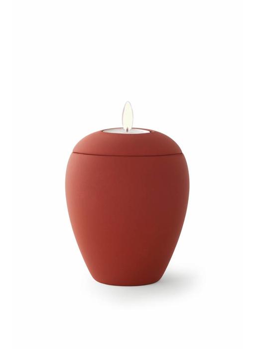 Mini urn sienna robijn met lichtje - keramiek