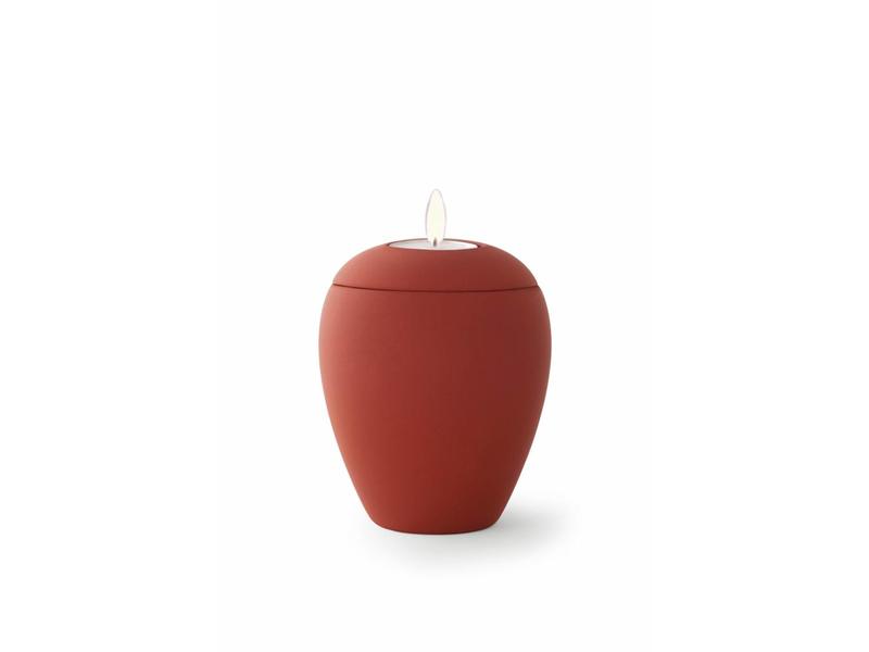Mini urn sienna robijn met lichtje - keramiek