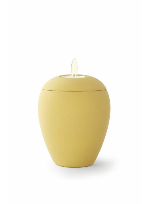 Mini urn sienna okergeel met lichtje - keramiek
