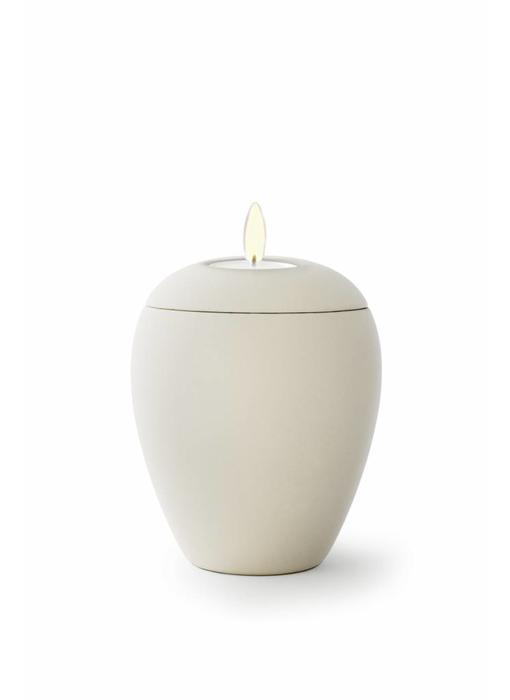Mini urn sienna creme met lichtje - keramiek