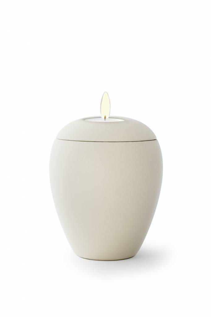  Mini urn sienna creme met lichtje - keramiek