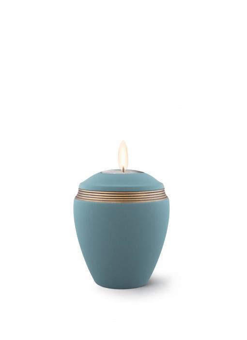 Mini urn helena turkoois met herdenkingslichtje- keramiek