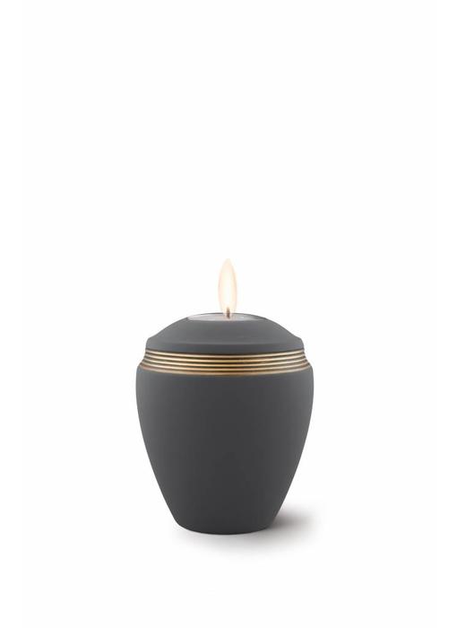 Mini urn helena zwart met herdenkingslichtje- keramiek