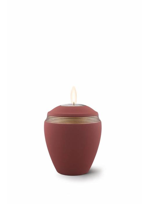 Mini urn helena rood bruin met herdenkingslichtje- keramiek