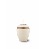 Mini urn helena creme met herdenkingslichtje- keramiek