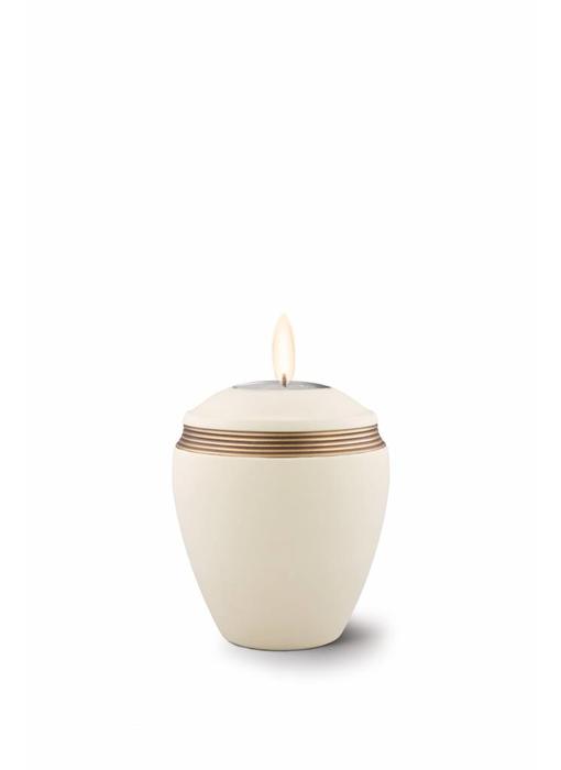 Mini urn helena creme met herdenkingslichtje- keramiek