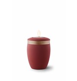 Mini urn cleo rood bruin met herdenkingslichtje - keramiek