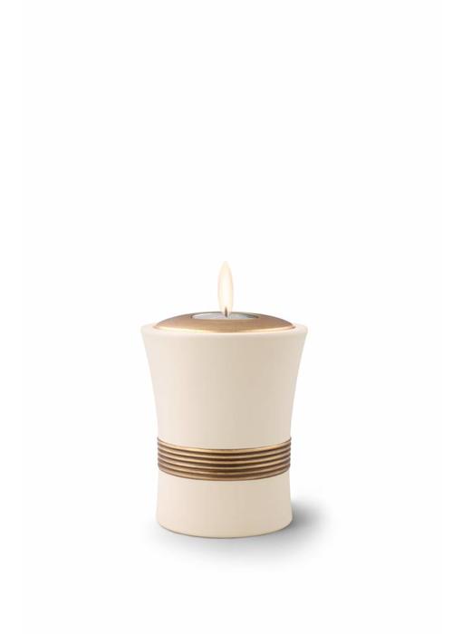 Mini urn luxor creme met herdenkingslichtje - keramiek