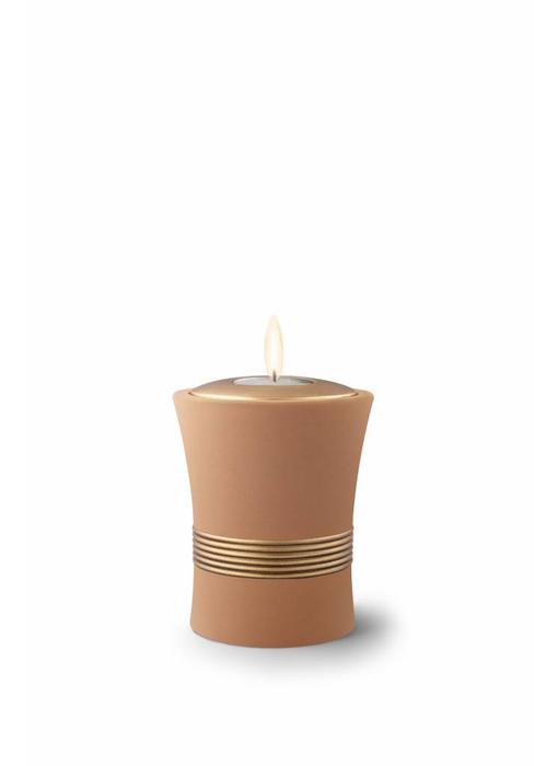 Mini urn luxor zandkleur met herdenkingslichtje - keramiek