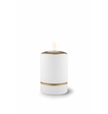 Mini asbus urn minion wit met herdenkingslichtje - keramiek