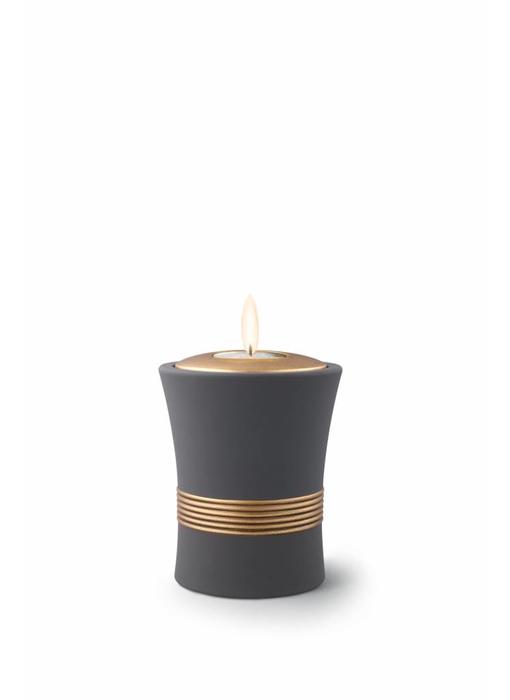 Mini urn luxor zwart met herdenkingslichtje - keramiek