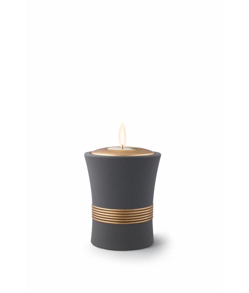 Mini urn luxor zwart met herdenkingslichtje - keramiek