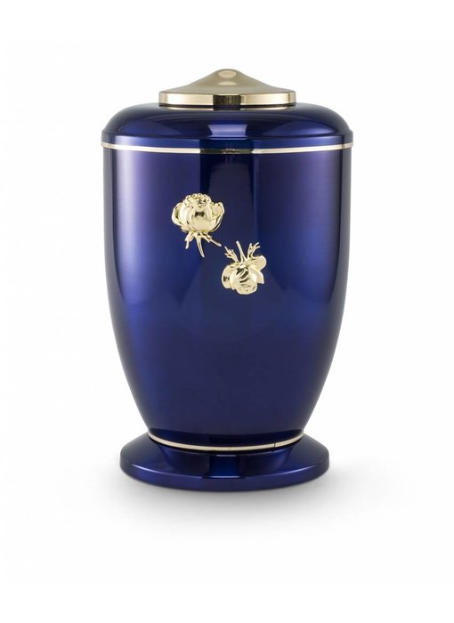 Blauwe rozen urn - staal