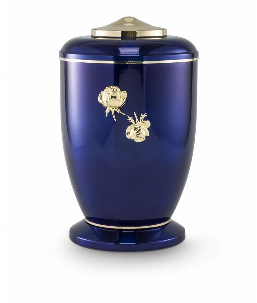 Blauwe rozen urn - staal