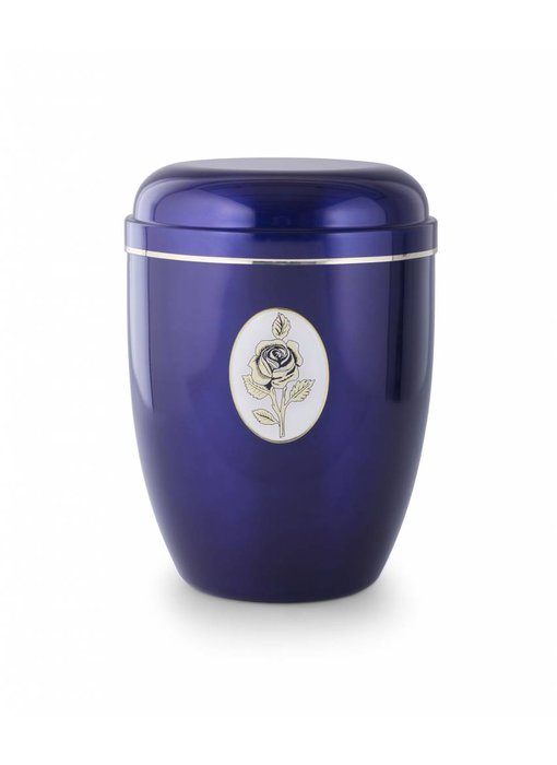 Blauwe rozen embleem urn - staal