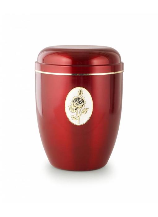 Rode rozen embleem urn - staal