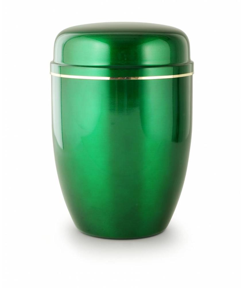 Bokaal urn groen met gouden sierstrip - staal