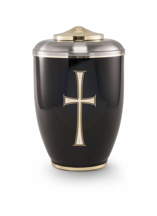 Religie urn kruis zwart - staal