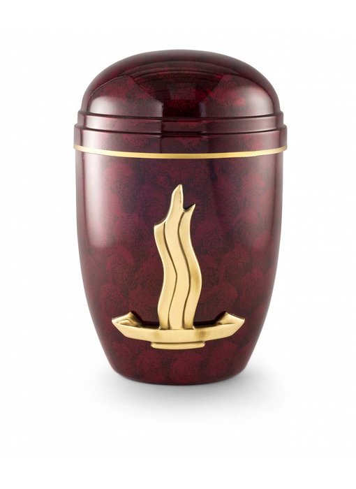 Bokaal urn rood met vlam - staal