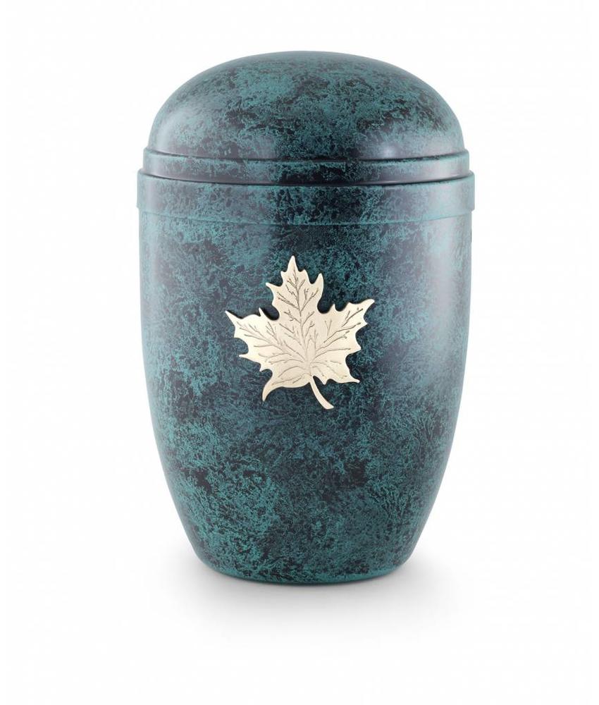 Bokaal urn blauw met eikenblad - staal