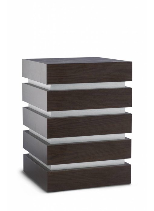 Decoratieve kubus urn zwart - hout