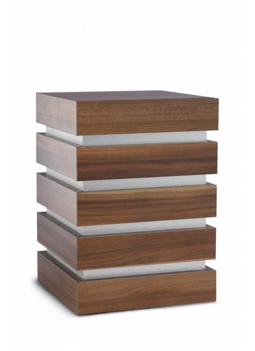 Decoratieve kubus urn walnoot - hout